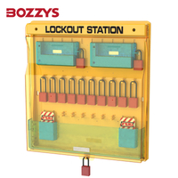 Wall-mounted 16 padlock hooks transparent dust cover Industrial Safety Lockout Station with 2 mobile management boxes