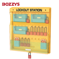 transparent dust cover Wall-mounted 11 padlock hooks Industrial Safety Lockout Station with 3 mobile management boxes